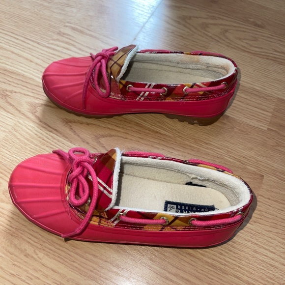 Women’s Sperry Top-Sider Red with Plaid Short Rain / Duck Boots / Shoes Size 6 - Picture 5 of 6